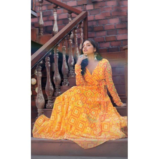 Georgette with Digital  print /GF01 - SHUBH YELLOW