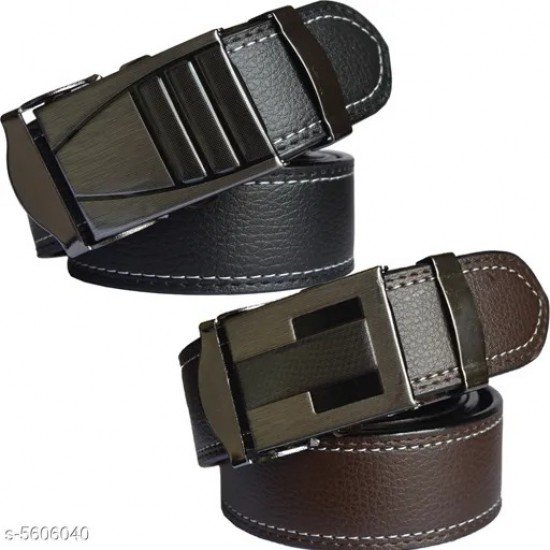 Stylish Men Brown Leather Belts Pack of 2/MS