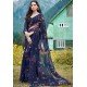 Anni Designer Navy Blue Georgette Printed Saree/MS