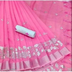 CHANDERI SILVER PATTA SAREE/