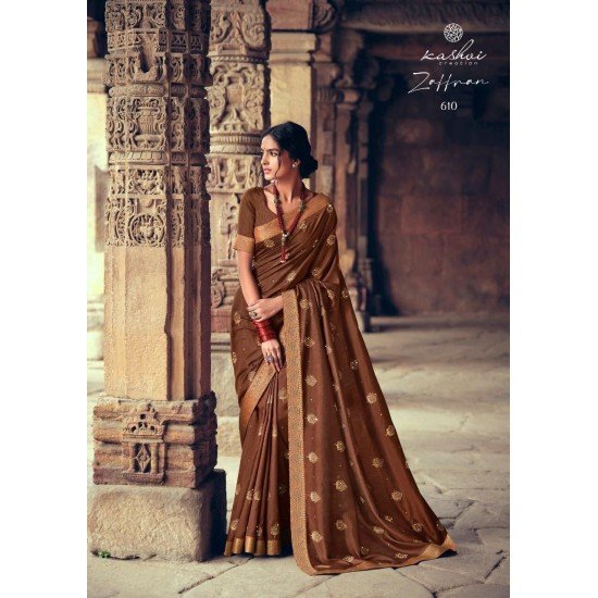 VICHITRA SILK GOLD PRINT WITH SWAROVSK /G-F