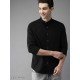 Men Regular Fit Solid Mandarin Collar Casual Shirt/MS