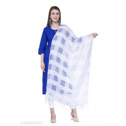 A R SILK OFF WHITE COLOR WINDOW SQUARE COTTON DUPATTAS