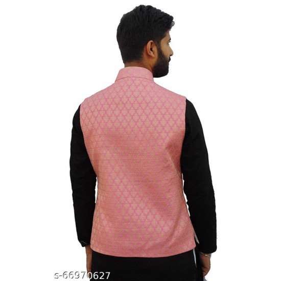 Pink Zari Nehru Jacket For men