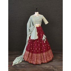 LEHENGA (STITCHED) MARRON /G-F