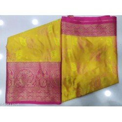 NEW HEAVY SOFT KANJIVARAM SILK REACH PALLU SELF JACQUARD WEAVING SAREE