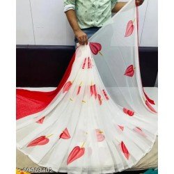 WHITE PATTU SAREE/MS