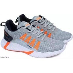 Grey Solid Tennis Shoes For Men/MS