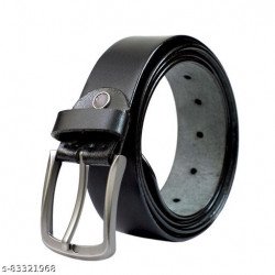 Men's New Collection Pure Leather Free Size Belt (Black)