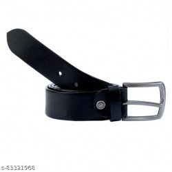 Men's New Collection Pure Leather Free Size Belt (Black)