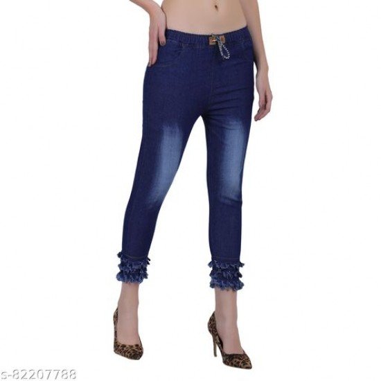 DENIM STYLISH JOGGER WITH DAMAGE WORK FOR WOMEN DENIM STYLISH JOGGER WITH DAMAGE WORK FOR WOMEN