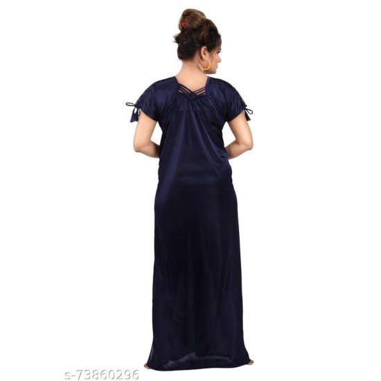 LIFE-TALE WOMEN'S PREMIUM SATIN NIGHTY (NAVY BLUE) LIFE-TALE WOMEN'S PREMIUM SATIN NIGHTY (NAVY BLUE)