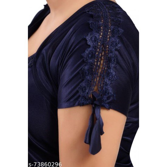 LIFE-TALE WOMEN'S PREMIUM SATIN NIGHTY (NAVY BLUE) LIFE-TALE WOMEN'S PREMIUM SATIN NIGHTY (NAVY BLUE)