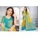 Gauri Pattu Silk Saree with Embroidery Blouse Piece (Yellow & Cyan)