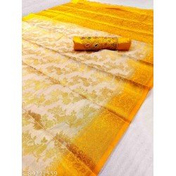 Gauri Pattu Silk Saree with Embroidery Blouse Piece (Gold & Yellow)