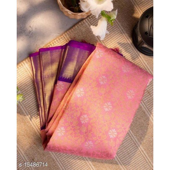 FANTASTIC PINK COLOR KANCHIPURAM SILK SAREE