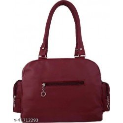 Beautiful Women's Maroon Canvas & Leather Handbag/MS