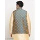 Men's Self-Designed Blue Nehru Jacket/ms