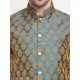 Men's Self-Designed Blue Nehru Jacket/ms