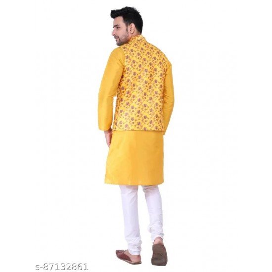 Sadree mens Silk Kurta pajama With nehru jacket set/MS