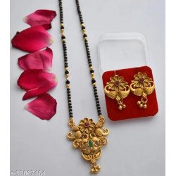 Elegant golden mangalsutra with earrings for women/MS