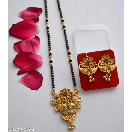 Elegant golden mangalsutra with earrings for women/MS Elegant golden mangalsutra with earrings for women/MS