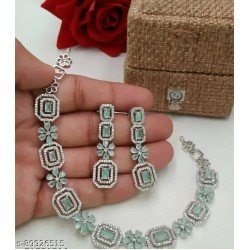 MATTE FINISH KEMP STONE MICRO PLATED DESIGNER 1PC HASADI SET Jewellery Set/MS