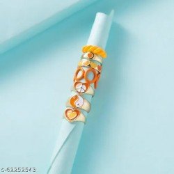 Arzonai Chunky Orange Golden Y2K Rings for Girls and Women (Set of 7)/MS