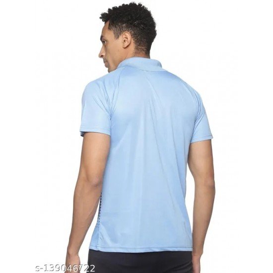 HPS Sports Printed Polo Collar Sky Blue T-Shirt/MS