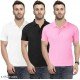 INKKR Solid Men's Polo Neck T-Shirt (Pack of 3)