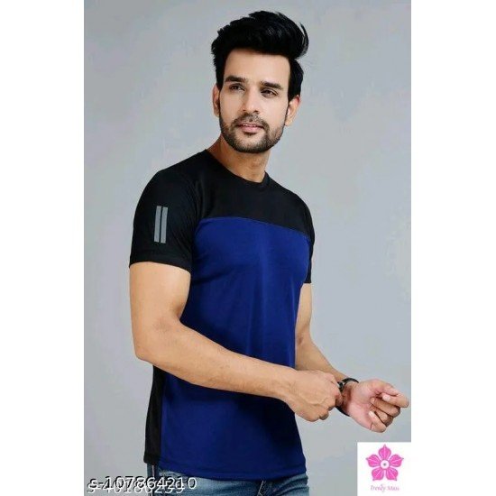 Trendy Mass Stylish polyster BLUE Tshirt/MS