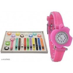 11 Belt and dial Inter Changeable Belt and Dial Multicolor Watch for Girls/MS