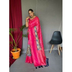 BANDHEJ WITH KALAMKARI FUSION/ GF236 - BANDHEJ KALAMKARI