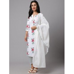 Top-Pant-Dupatta Set/ GF04 - Kiara White Edition