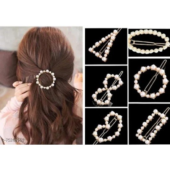 6 Pcs Pearl Hair Clips for Women rhinestone Crystal Letter Hair Pins/MS