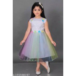 Girls Embellished Multicolor Gown Dress/MS