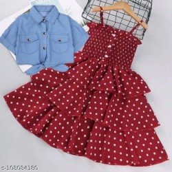 Kid's Dress Summer Girls Casual Dress Denim Jacket Set/MS