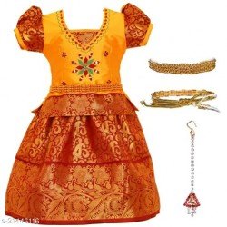 Fabulous Kid's Girl's NILA pattu PAVADA Lehanga Choli/MS