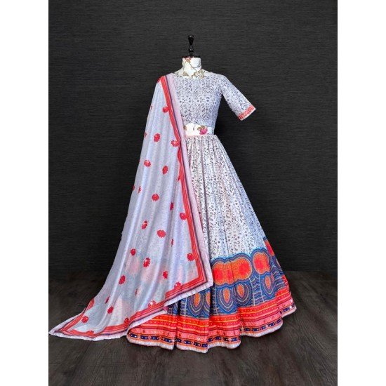 LEHENGA (SEMI-STITCHED)WHITE