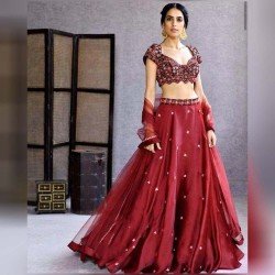 REETI ARNEJA MAROON LEHENGA (SEMI-STITCH)/G-F