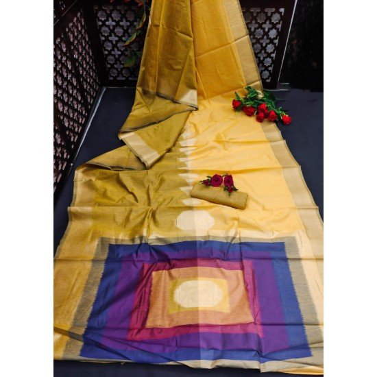 Half-Half Pure Linen saree/ GF43 - HALF PR LINEN