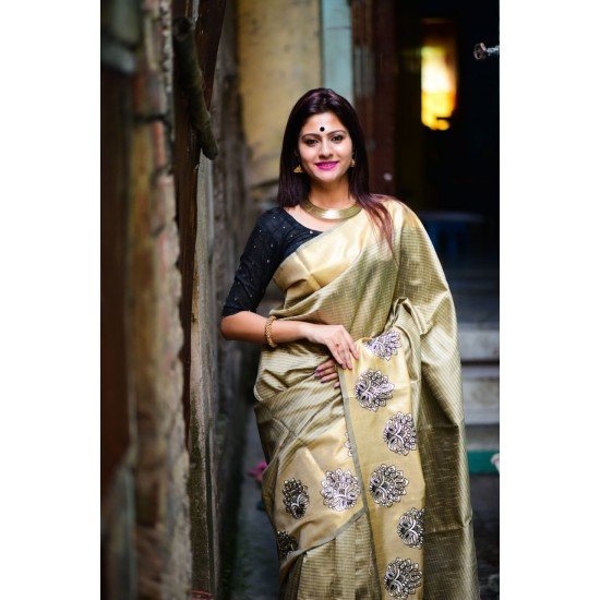 RAW SILK WEAVING SAREE/ GF43 - RAW EMB