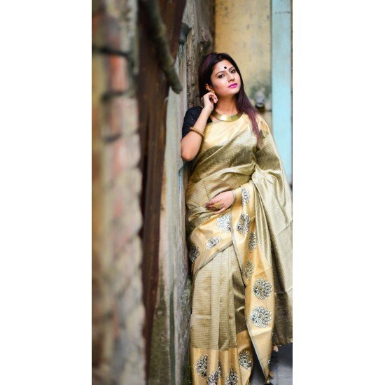 RAW SILK WEAVING SAREE/ GF43 - RAW EMB