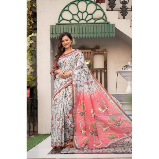 LINNEN COTTON SAREES/GF43 - MUL LINEN