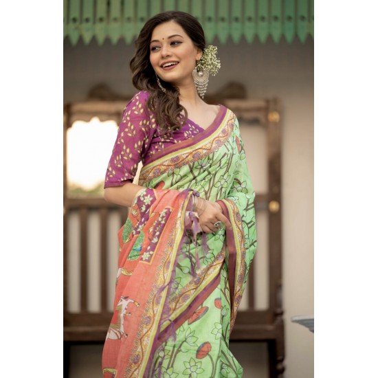 LINNEN COTTON SAREES/GF43 - MUL LINEN