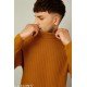 Kvetoo Men High Neck Full Sleeve Sweaters Mustard/MS