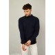 Kvetoo Men High Neck Full Sleeve Sweaters Navy Blue/MS