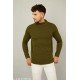 Kvetoo Men High Neck Full Sleeve Sweaters Olive/MS