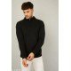 Kvetoo Men High Neck Full Sleeve Zippper Sweaters Black/MS