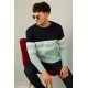 Kvetoo Men Round Neck Full Sleeve Striped Sweaters/ms